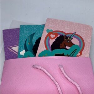 Afro Unicorn Themed Notepads and Sticker Book Set NWT